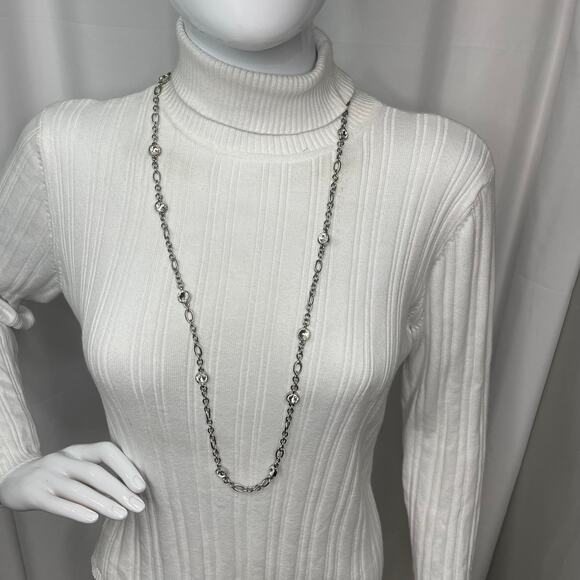 Chico's silver tone necklace signed costume jewelry classic simple trendy - Picture 1 of 16